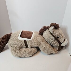 Goffa International TAN WHITE BROWN SHAGGY HORSE Stuffed PLUSH SOFT PILLOW TOY